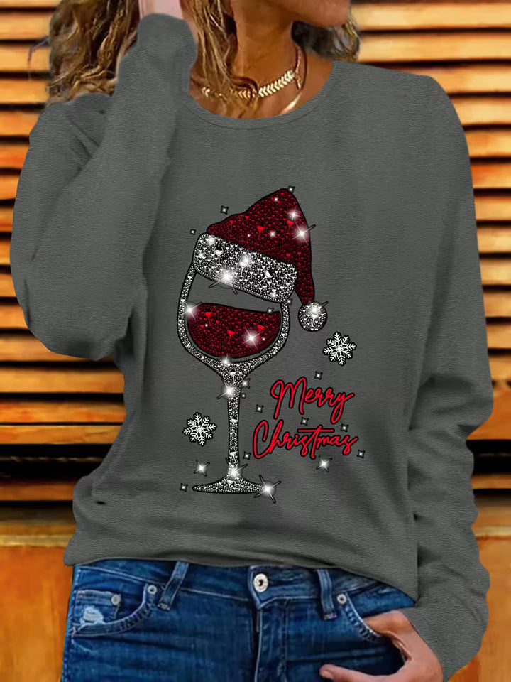 Doreah – Weihnachtsweinglas & Pullover Mit Weihnachtsmannmütze Aufdruck