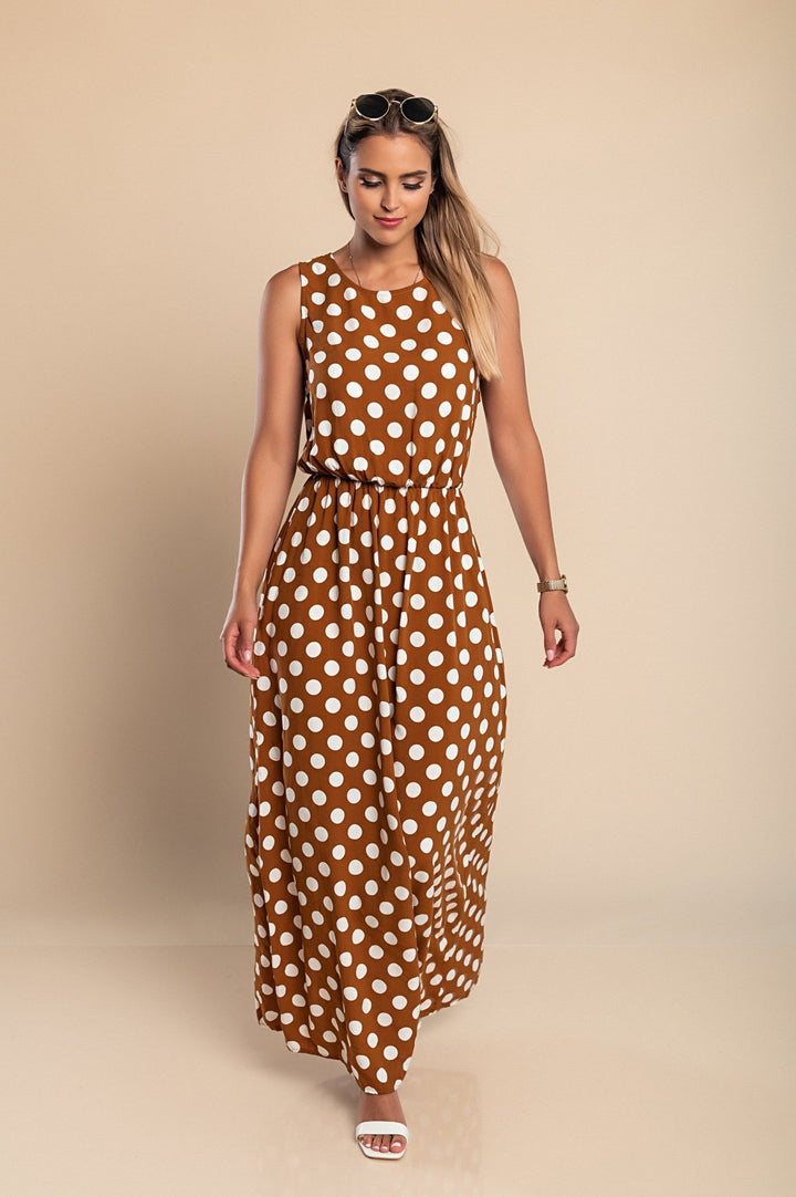 Lyna - Gepunktetes Maxi Kleid