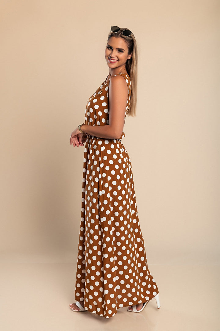 Lyna - Gepunktetes Maxi Kleid