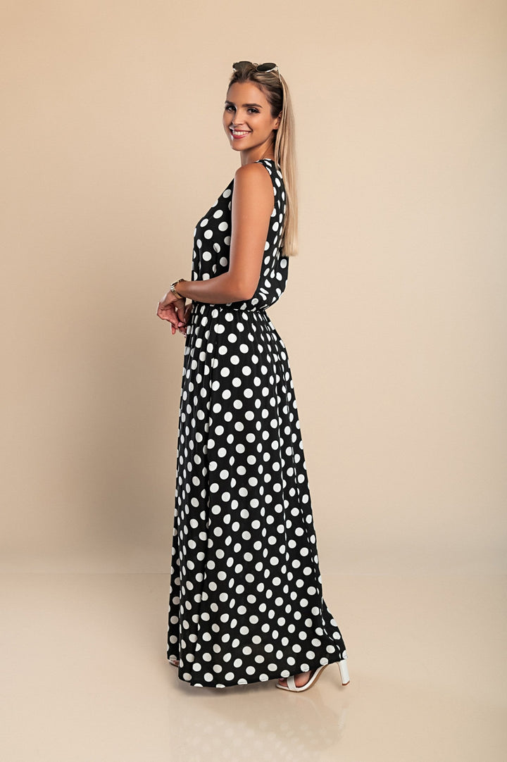 Lyna - Gepunktetes Maxi Kleid