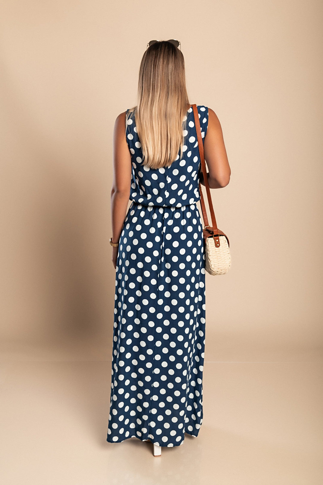 Lyna - Gepunktetes Maxi Kleid