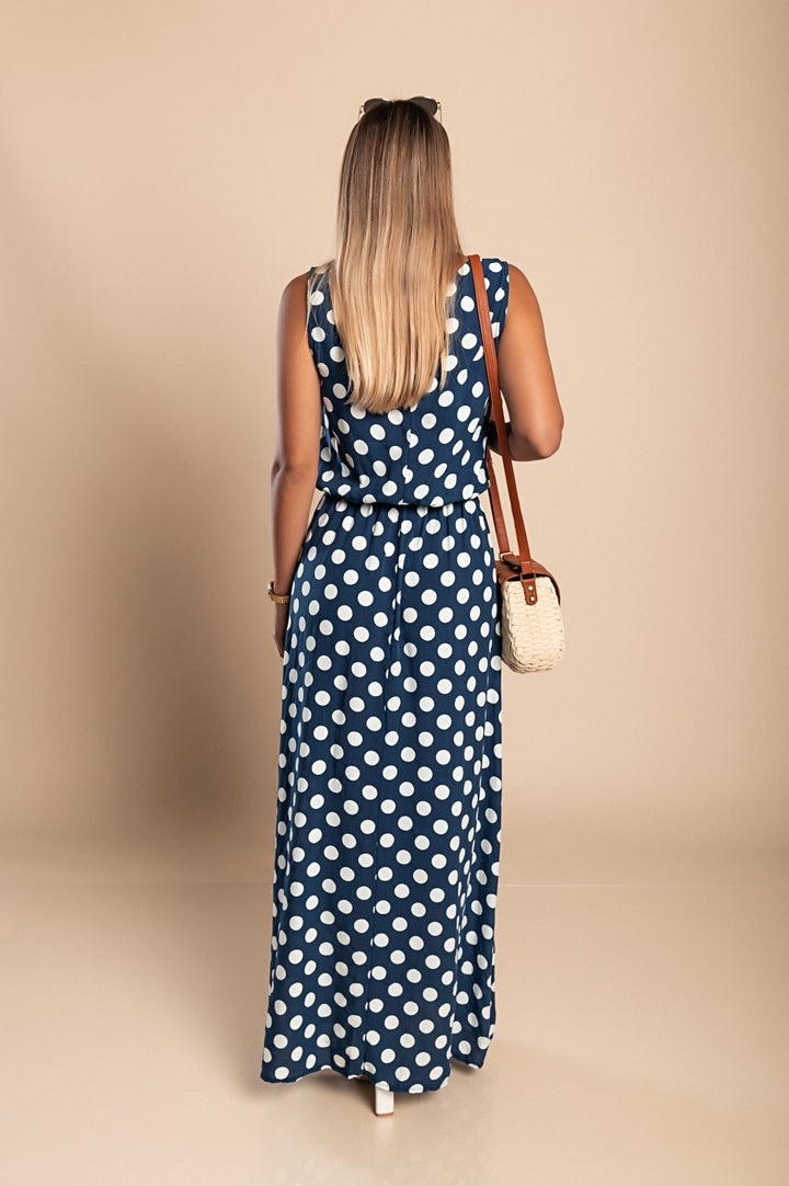 Lyna - Gepunktetes Maxi Kleid