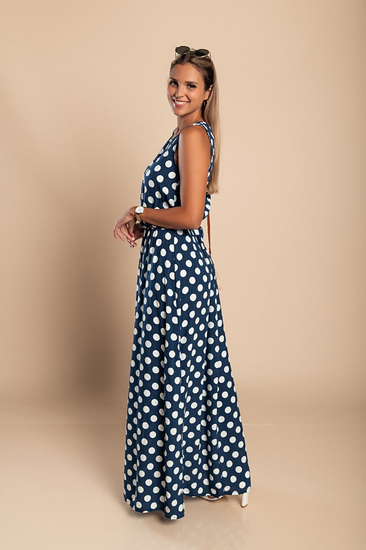 Lyna - Gepunktetes Maxi Kleid