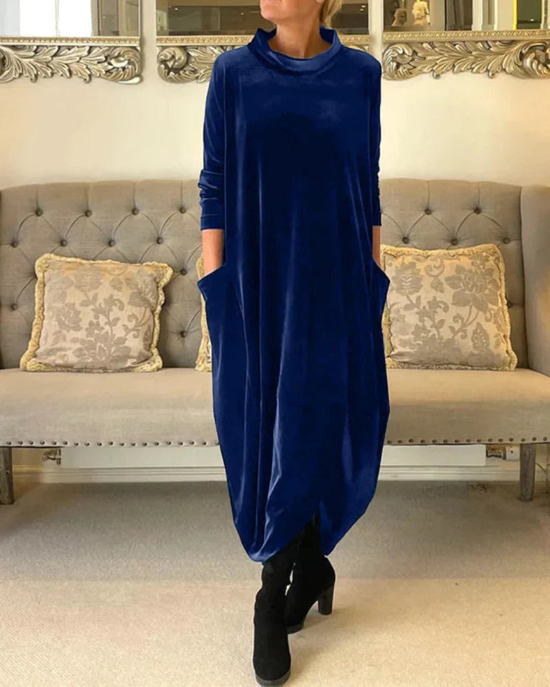 Layeena – Elegantes Maxikleid Aus Samt Mit Taschen