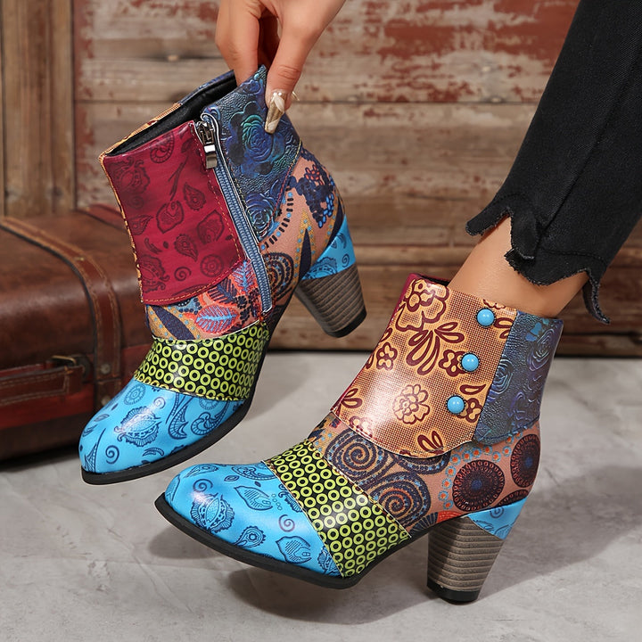 Marylin - Kurze Stiefel Mit Klobigem Absatz
