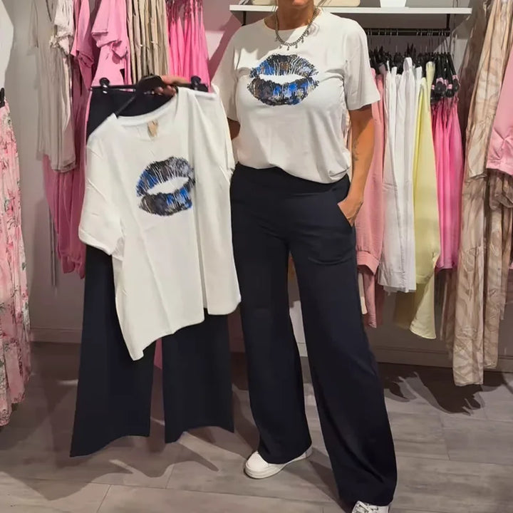 Lynnia – Set Aus Bedrucktem Oberteil Und Hose