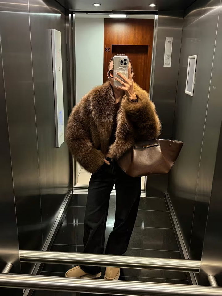 Jorida – Oversized-jacke Aus Kunstfell Mit Gekürztem Revers