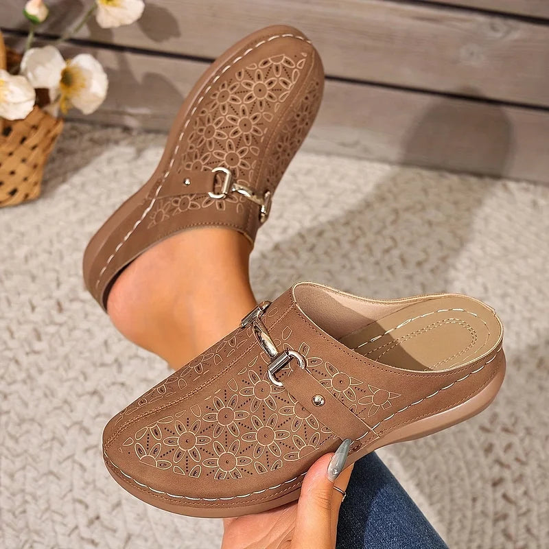 Hailen – Lässige Slipper Pantoletten Mit Blumenmuster