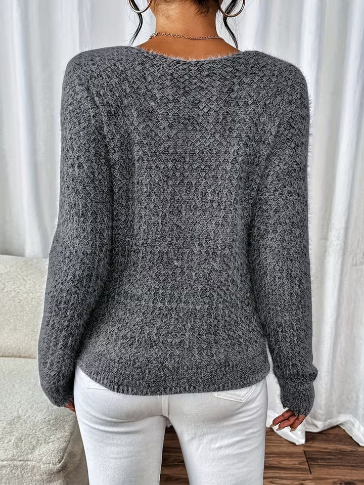 Aderah - Lockere Passform V-Ausschnitt Pullover