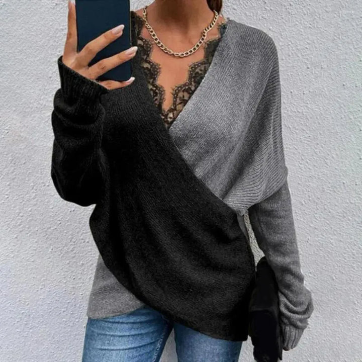 Keira – Langarm-Wickelpullover mit V-Ausschnitt