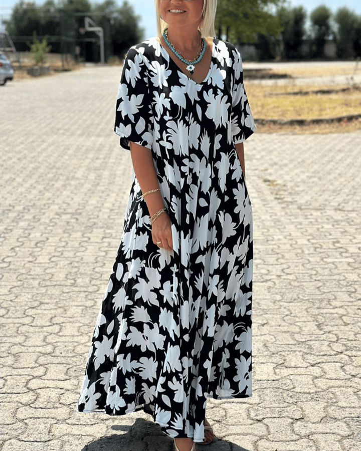 Gomez – Lässiges Maxi Kleid Mit Blumen Drucken