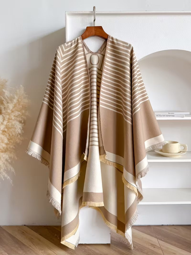 Taisija – Wendbarer Gestreifter Jacquard Schal Aus Kunstkaschmir
