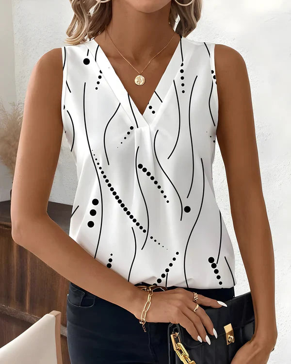 Thea - Ärmellose Bluse Mit V Ausschnitt