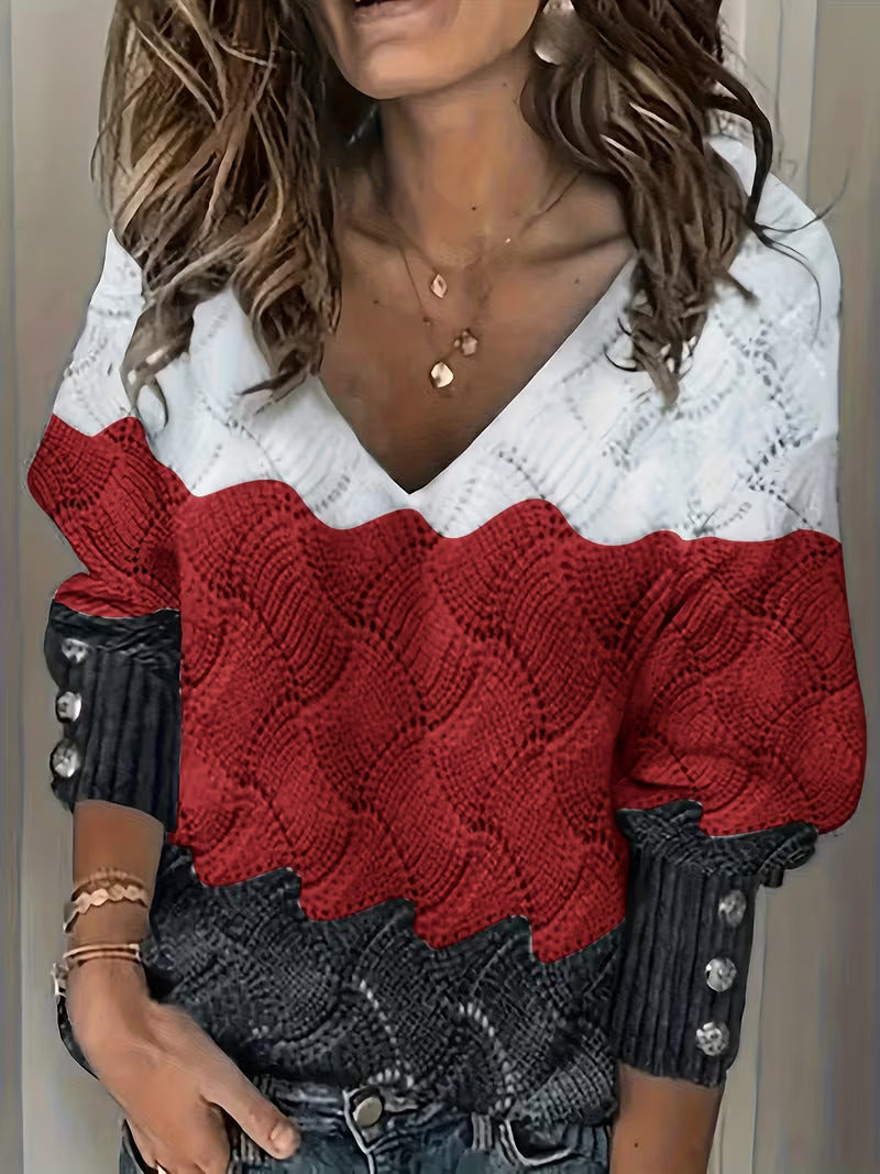 Sinara – Eleganter Pullover Mit V-Ausschnitt Und Langen Ärmeln