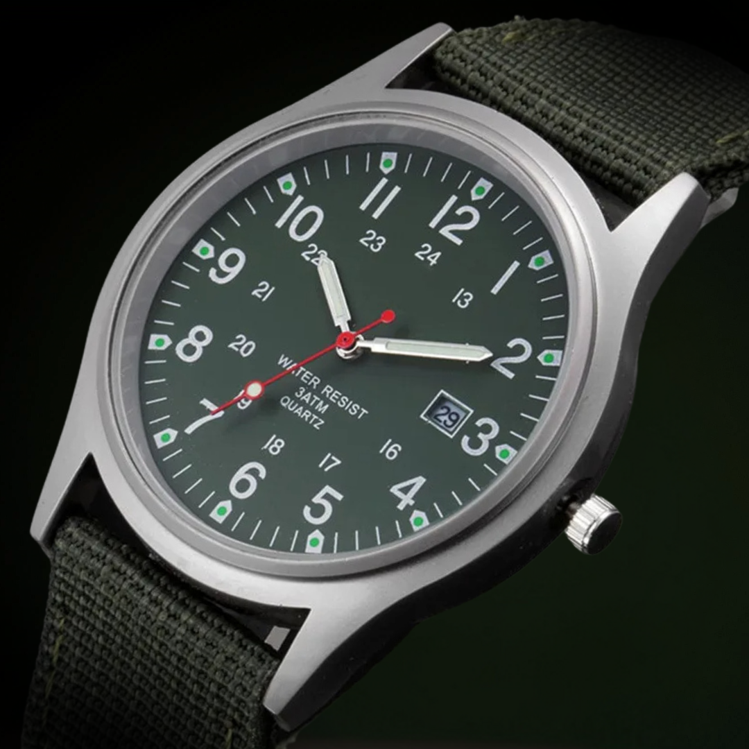 Lässige Armbanduhr, inspiriert von Militäruhren