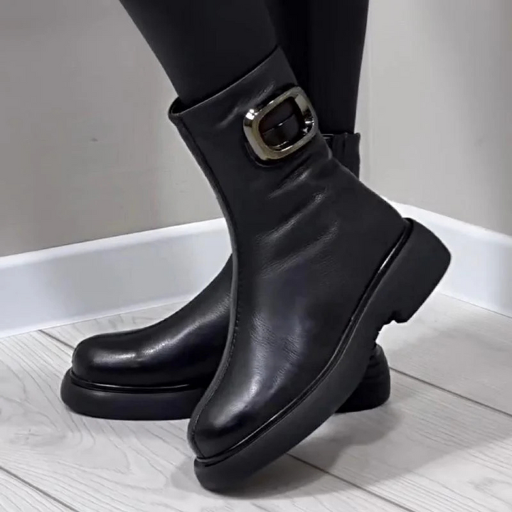 Moniek – Lederstiefeletten Mit Schnalle