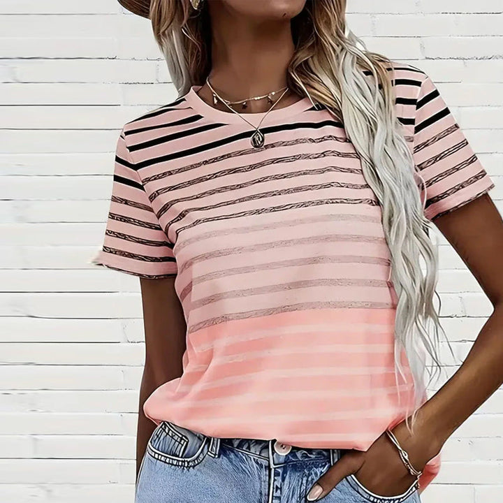 Kellie - Gestreiftes Kurzarm-T-Shirt Mit Rundhalsausschnitt