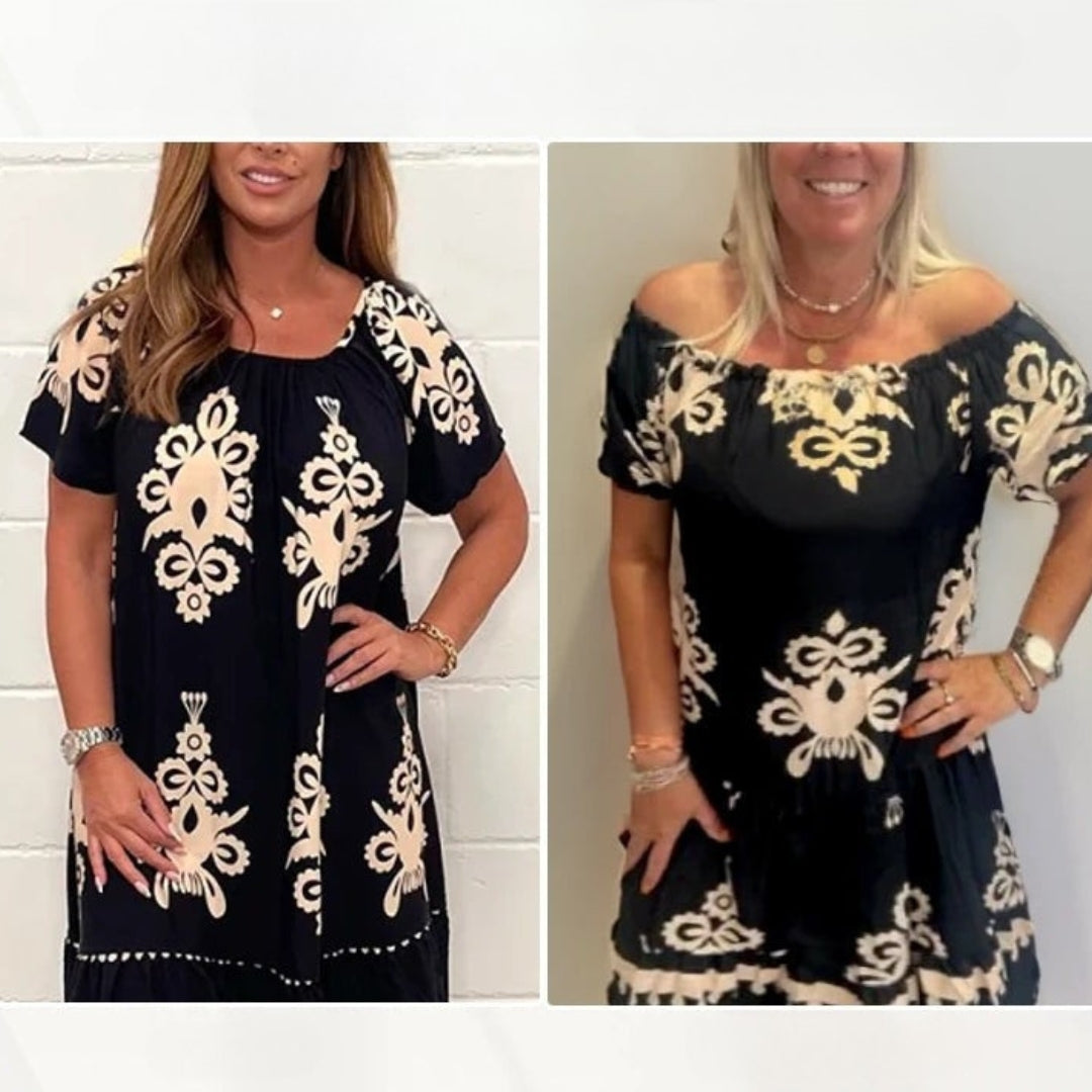Gulfiya - Vintage Kleid Mit Rundhalsausschnitt