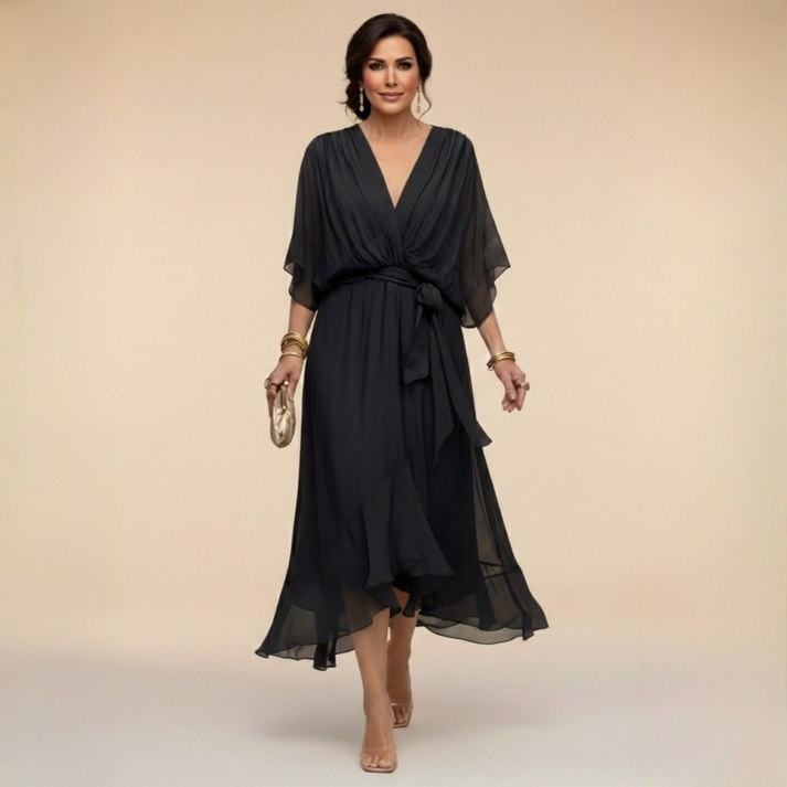 Harshani - Lappen Kleid Mit V-Ausschnitt