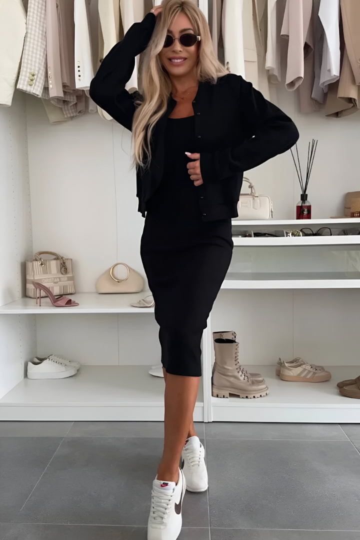 Kerensa – Lässiges Midikleid Mit Cardigan