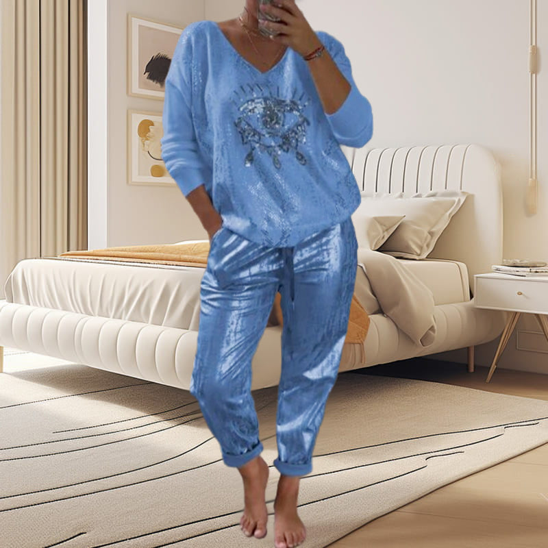 Ashley - Top und Der Teufel Auge Pailletten Hose