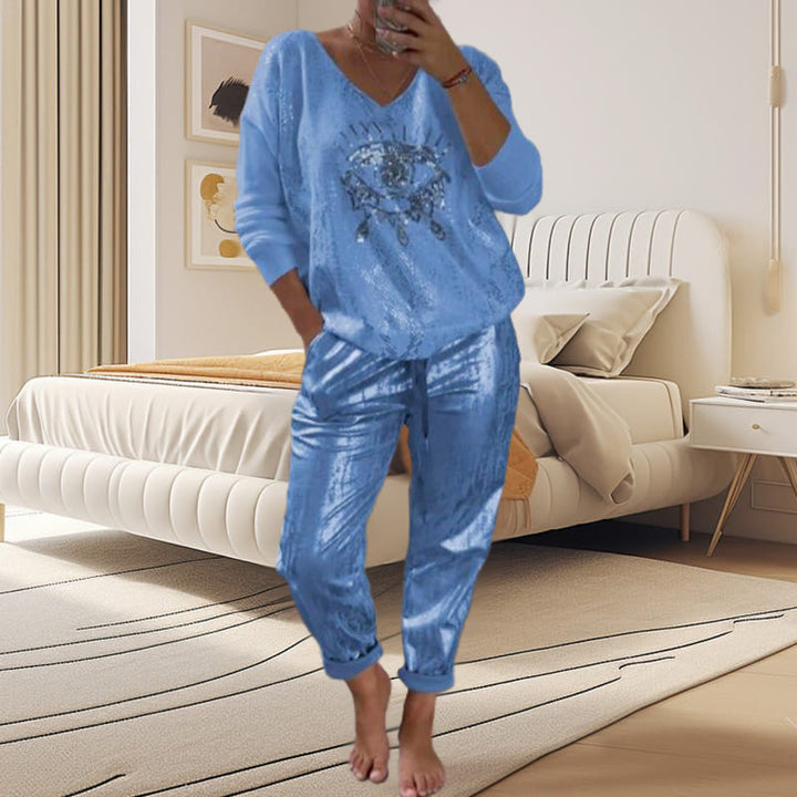 Ashley - Top und Der Teufel Auge Pailletten Hose