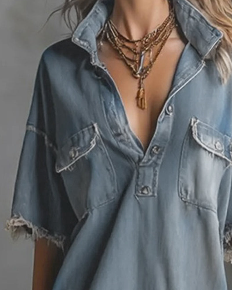 Sinitta – Lässiges Jeans Kleid Mit Reverskragen