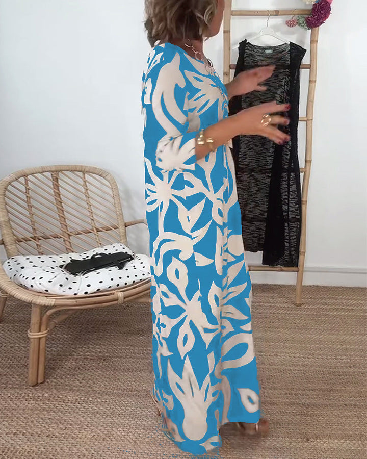 Halina – Kleid mit Rundhalsausschnitt und langen Ärmeln mit Print