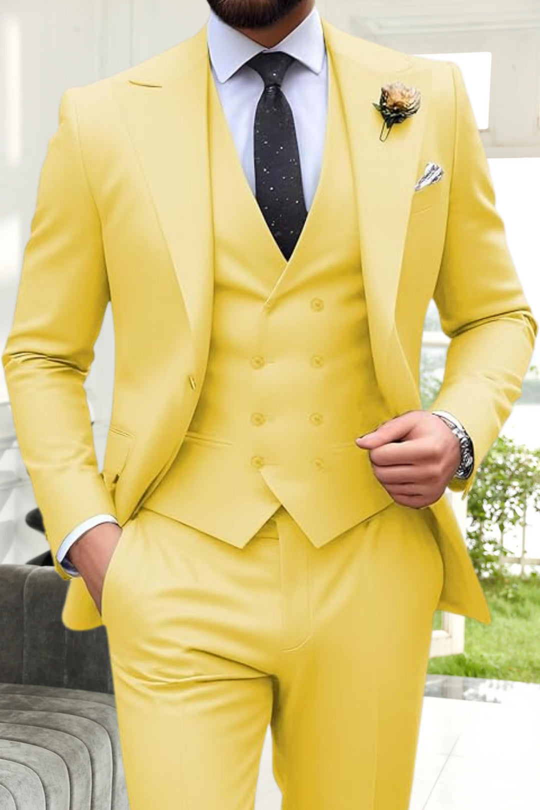 Gremist - Spitze Revers Slim Fit 3-Teilige Anzüge