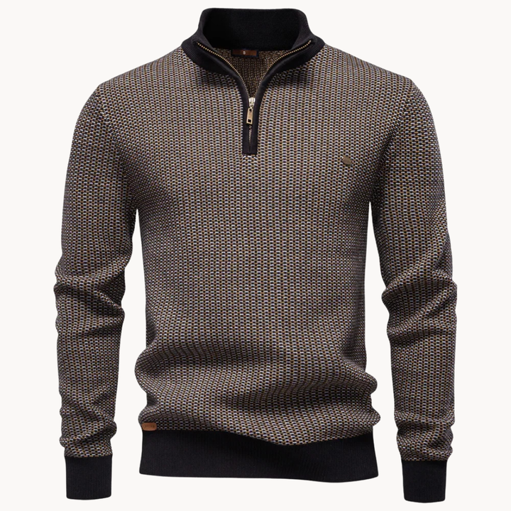 Limman – Pullover Aus Jacquard-Strick Mit Halbem Reißverschluss