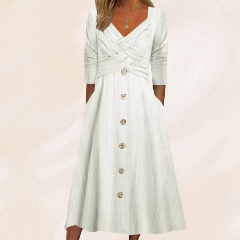 Anouk - Elegantes und Schlank Machendes Kleid mit Knöpfen