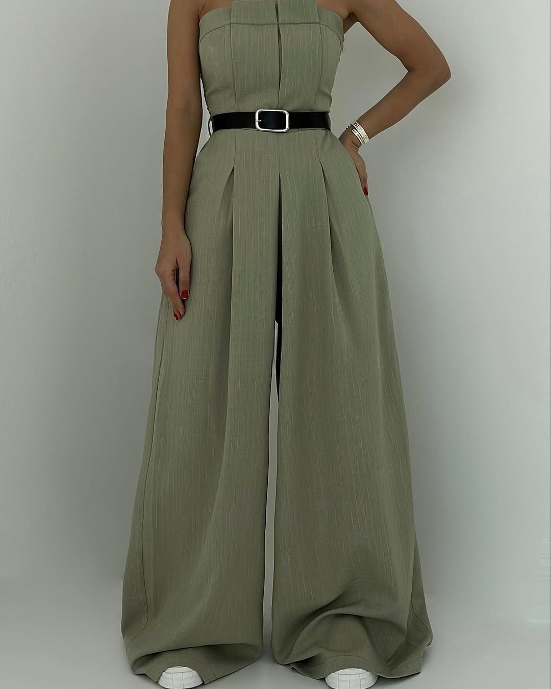 Lauralie – Trägerloser Jumpsuit im Jackenstil, Set Für Den Weg zur Arbeit