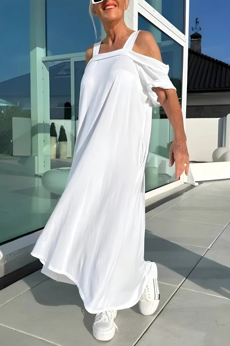 Vathsala - Langes Schulterfreies Sommer Kleid