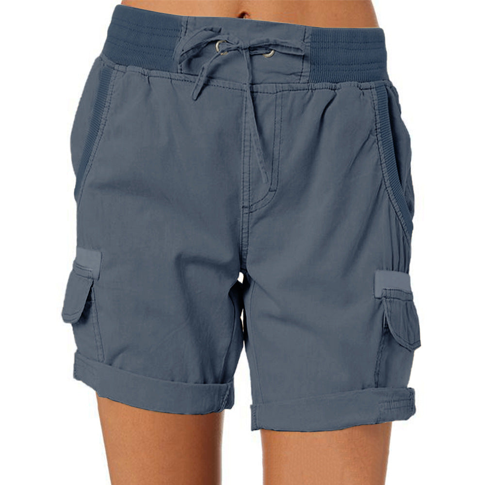 Audria – Kurzhosen mit hoher Taille Kordelzug und Cargotaschen