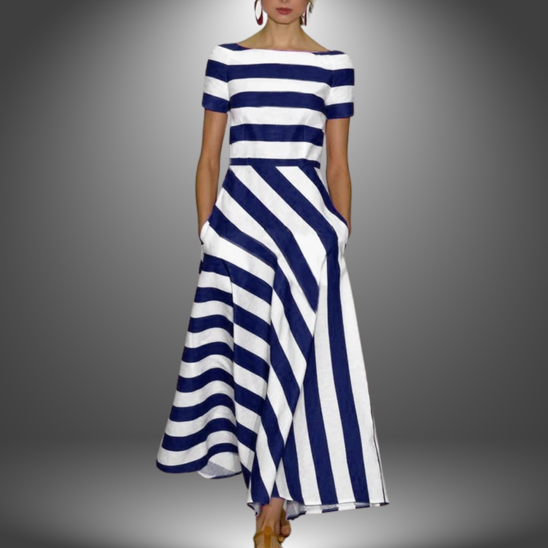 Nicoli | Handgefertigtes gestreiftes langes Kleid
