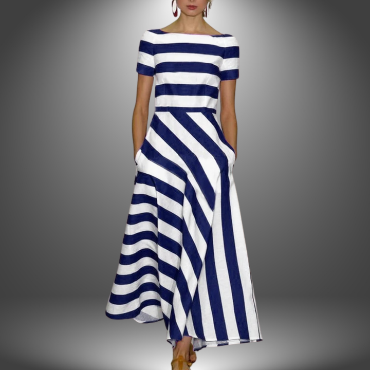 Nicoli | Handgefertigtes gestreiftes langes Kleid