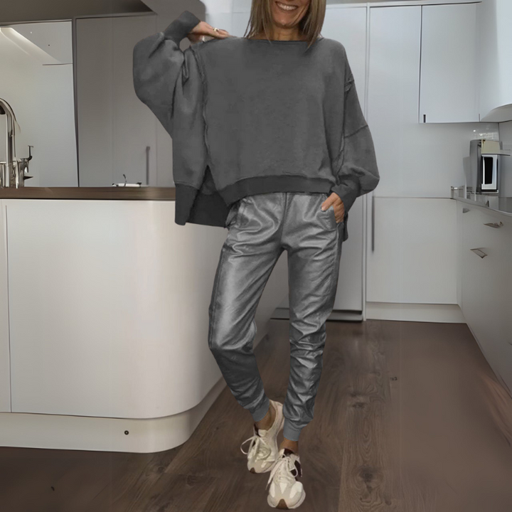 Tomasa - Satin Pullover Und Jogger Set