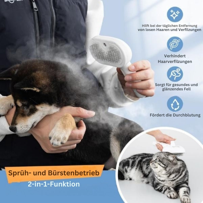 FurEase - Wiederaufladbare Dampfbürste Für Die Fellpflege Von Haustieren