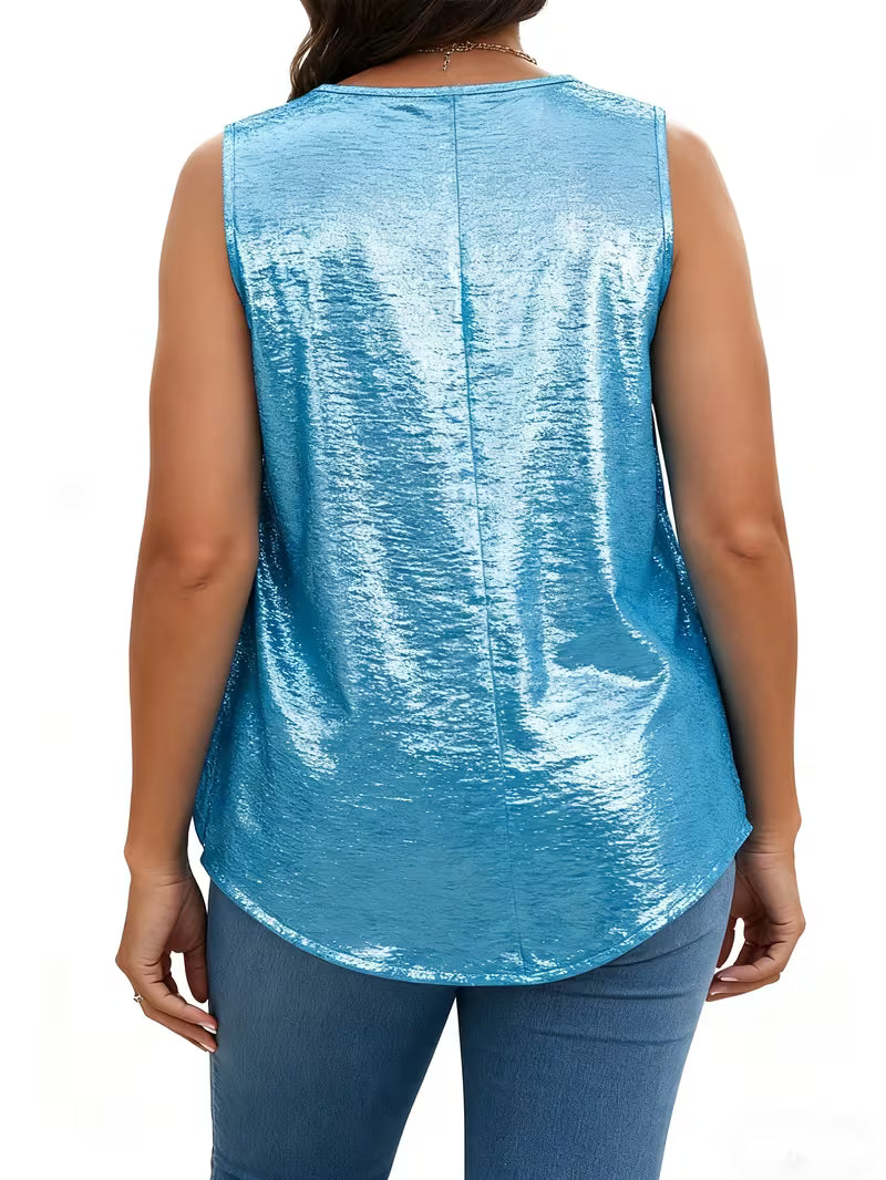 Shivina – Metallisch-Tanktop Mit U-Ausschnitt
