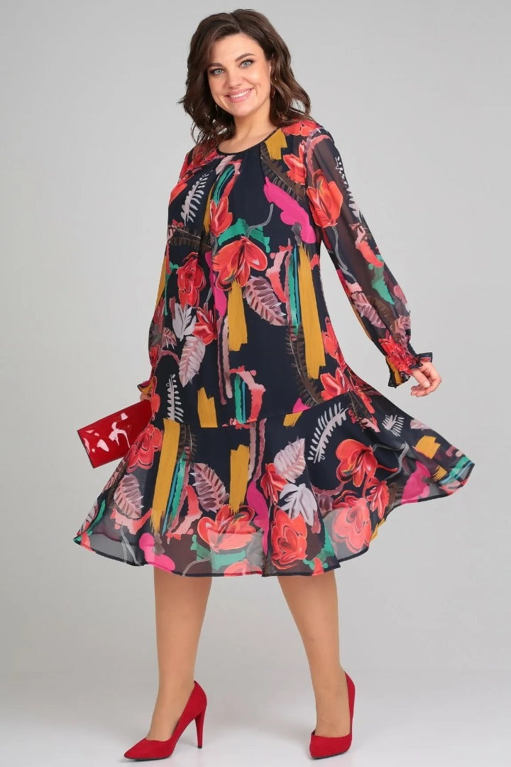 Vinoshika - Elegantes Blumen Kleid