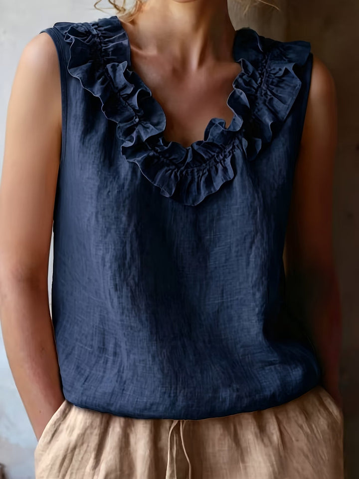 Safiya – Ärmellose Bluse MIT Rüschen Am Ausschnitt