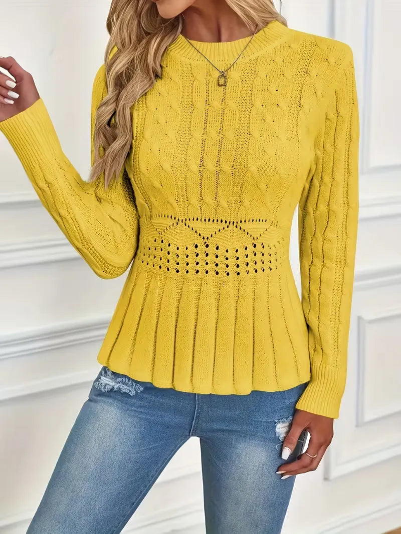 Bellie - Grob Gestrickter Pullover Mit Rundhalsausschnitt