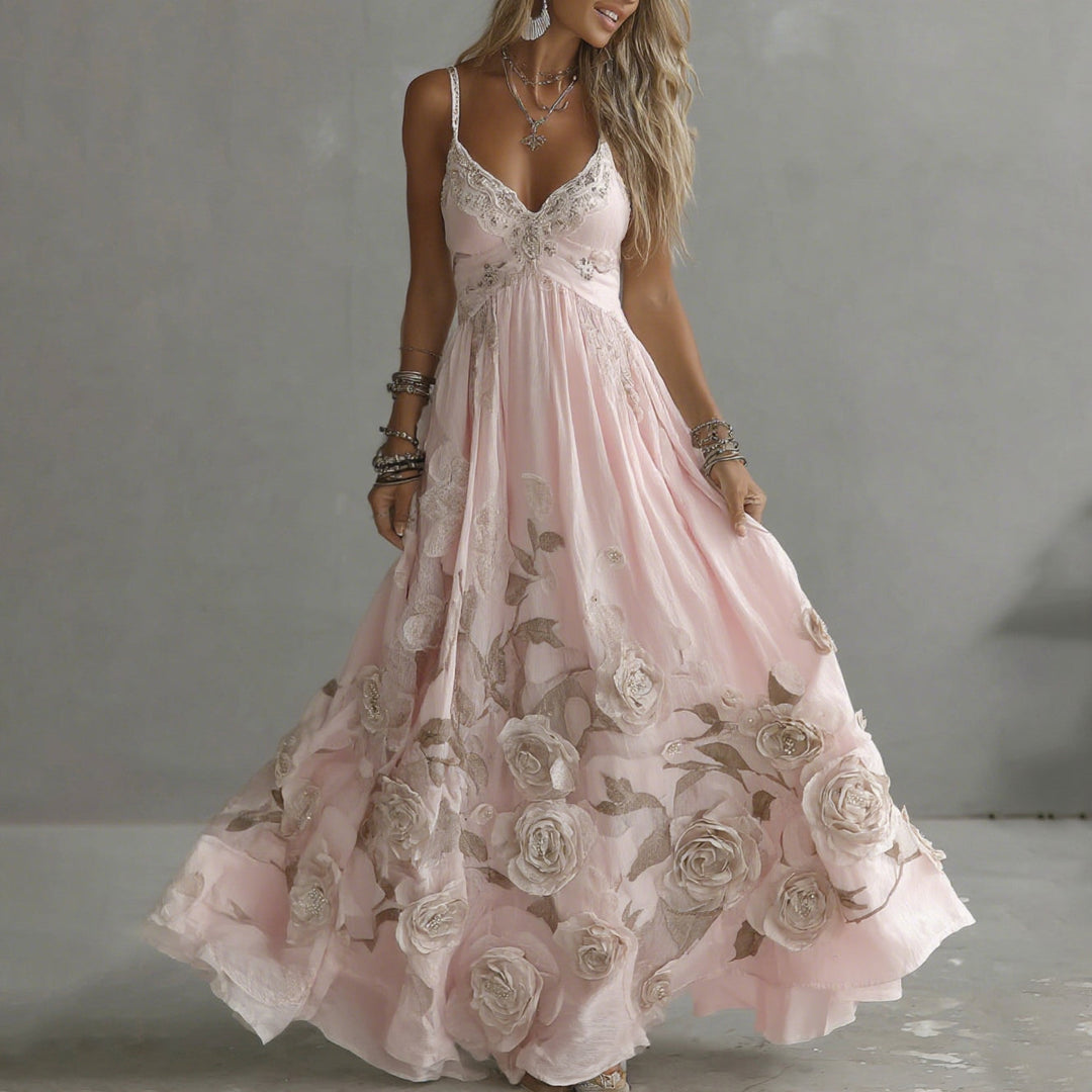 Adeluna – Maxi Kleid Mit Oldtimer Rosen Und Stickerei