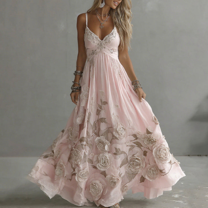 Adeluna – Maxi Kleid Mit Oldtimer Rosen Und Stickerei