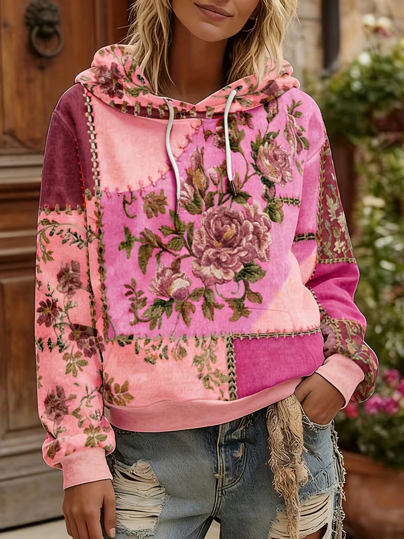 Norella – Langärmliges Kapuzenshirt MIT Blumen-patchwork