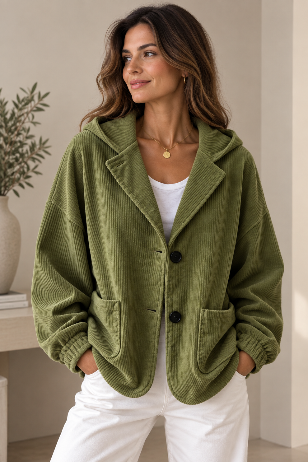 Nalina – Übergröße-Kapuzen Jacke Aus Cord