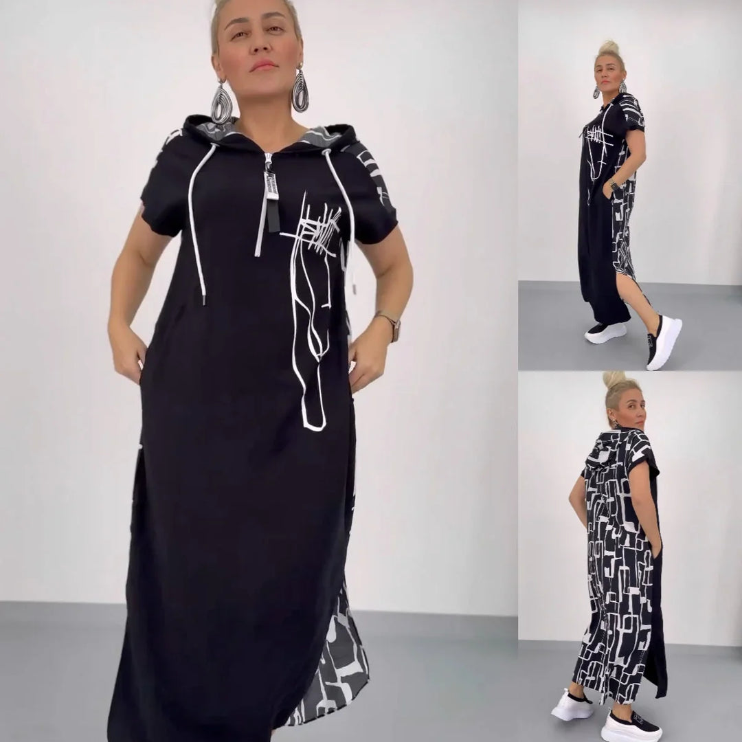 Filiz – Langes, Stilvolles Kleid Mit Kapuze