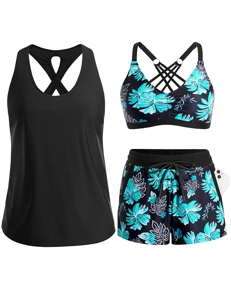 Meaghan - Dreiteiliges Tankini Und Überwurf Set