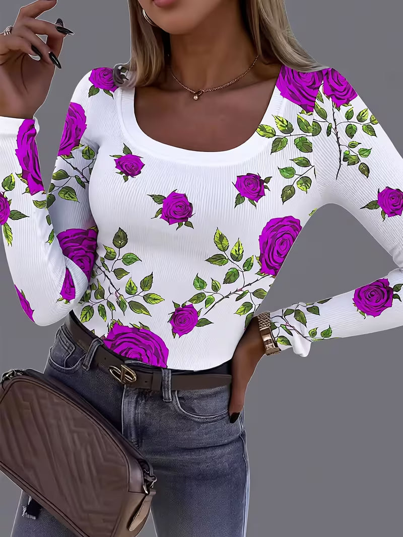 Rabiye – Oberteil mit Blumenmuster und quadratischem Ausschnitt