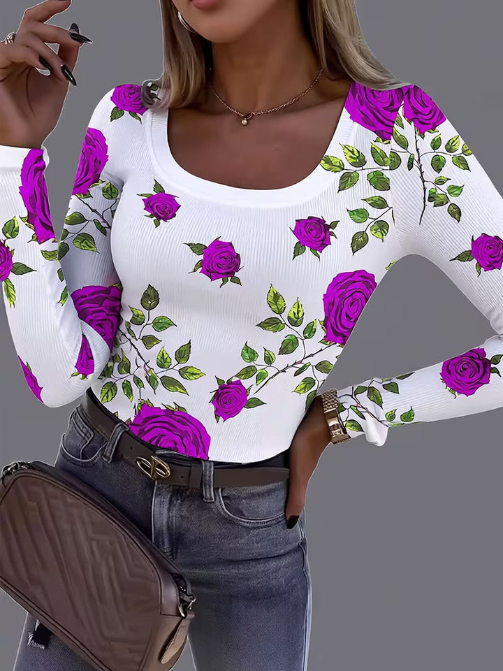 Rabiye – Oberteil mit Blumenmuster und quadratischem Ausschnitt
